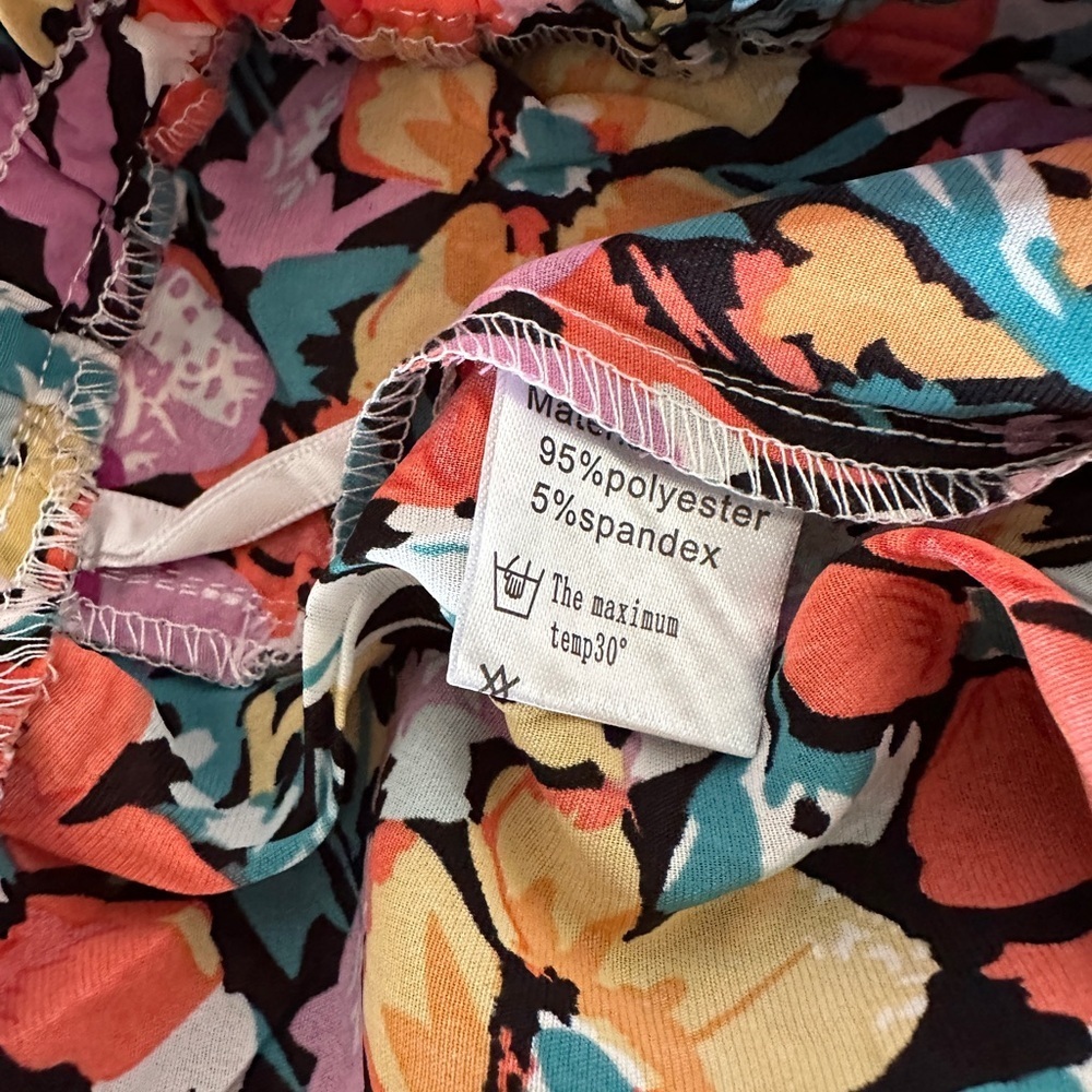 WITSMILE Floral Pleated Midi Skirt Elastic Waist A-Line with Pockets - Picture 8 of 8